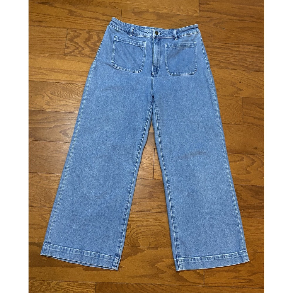 Rollas Sailor Patch Pocket Flared High Waisted Wide Leg Jeans W32 Excellent